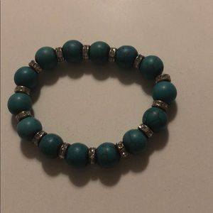 Turquoise and rhinestoned bracelet